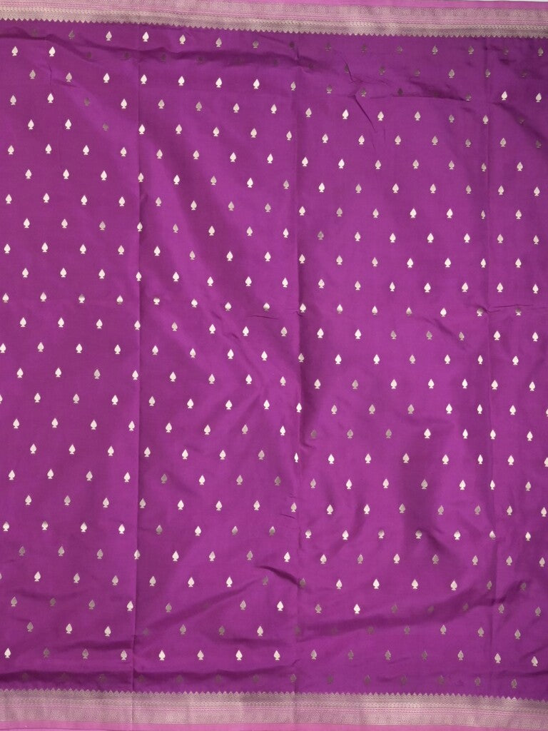 Banaras fancy saree violet color allover zari motifs & zari border with brocade pallu and contrast plain blouse