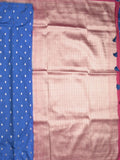 Banaras fancy saree royal blue color allover zari motifs & zari border with brocade pallu and contrast plain blouse