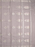Mangalagiri fancy saree grey color allover zari motifs & zar border with zari pallu and plain self blouse