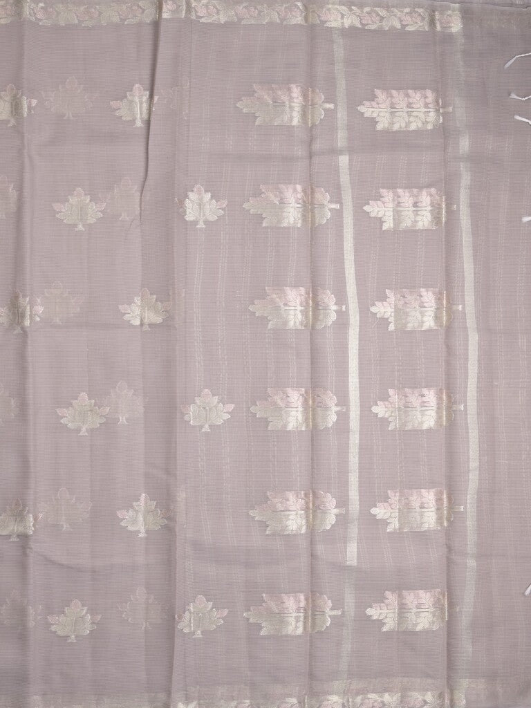Mangalagiri fancy saree grey color allover zari motifs & zar border with zari pallu and plain self blouse