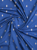 Banaras fancy saree royal blue color allover zari motifs & zari border with brocade pallu and contrast plain blouse