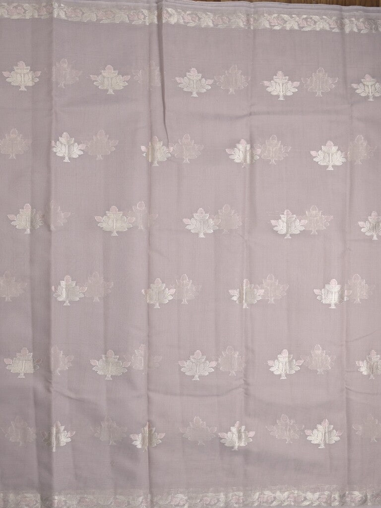 Mangalagiri fancy saree grey color allover zari motifs & zar border with zari pallu and plain self blouse