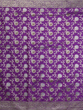 Banaras pattu saree in violet color allover zari weaves & zari border with rich pallu and striped blouse
