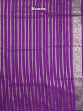Banaras pattu saree in violet color allover zari weaves & zari border with rich pallu and striped blouse