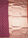 Banaras fancy saree dark maroon color allover zari motifs & zari border with brocade pallu and contrast plain blouse