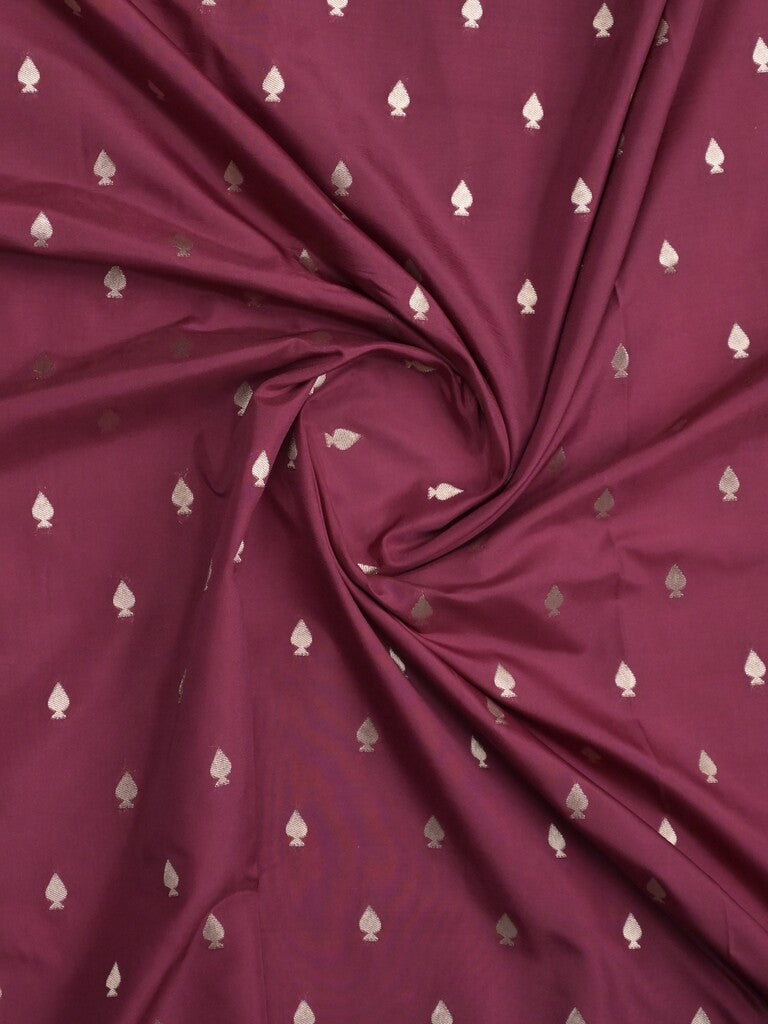 Banaras fancy saree dark maroon color allover zari motifs & zari border with brocade pallu and contrast plain blouse
