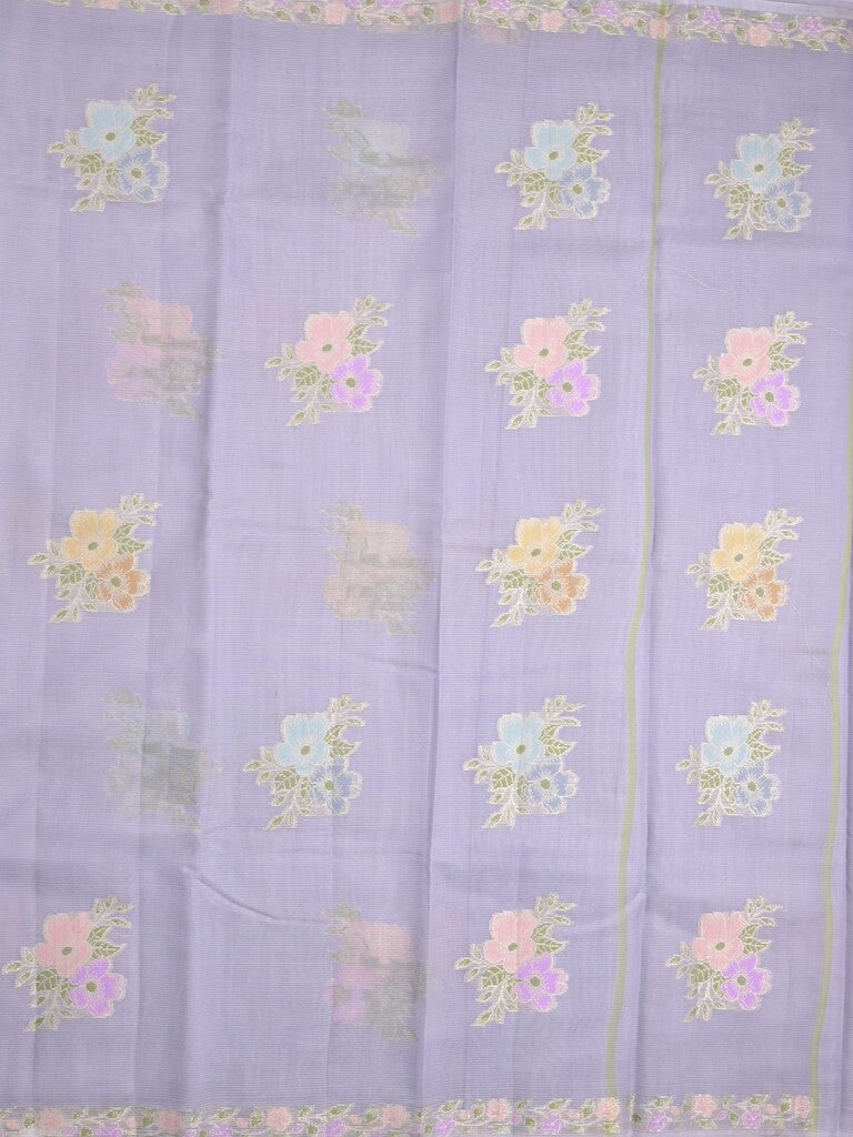 Kota fancy saree light lavender color allover zari motifs & zari border with running pallu and plain self blouse