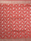 Banaras pattu saree in red color allover zari weaves & zari border with rich pallu and striped blouse