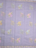 Kota fancy saree light lavender color allover zari motifs & zari border with running pallu and plain self blouse