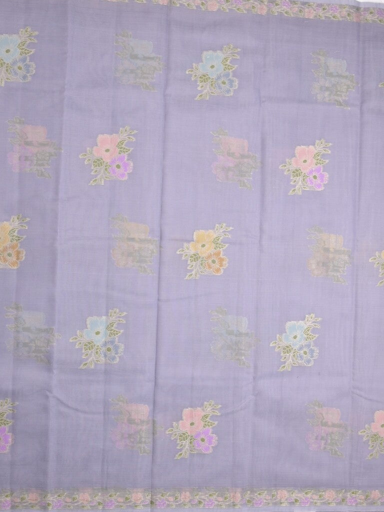 Kota fancy saree light lavender color allover zari motifs & zari border with running pallu and plain self blouse