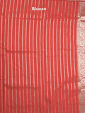Banaras pattu saree in red color allover zari weaves & zari border with rich pallu and striped blouse