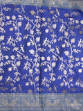 Banaras fancy saree royal blue color allover zari weaves & zari border with rich pallu and plain blouse