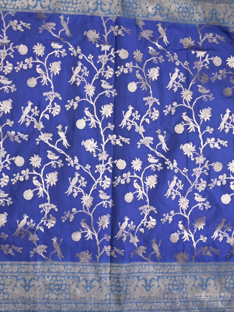 Banaras fancy saree royal blue color allover zari weaves & zari border with rich pallu and plain blouse