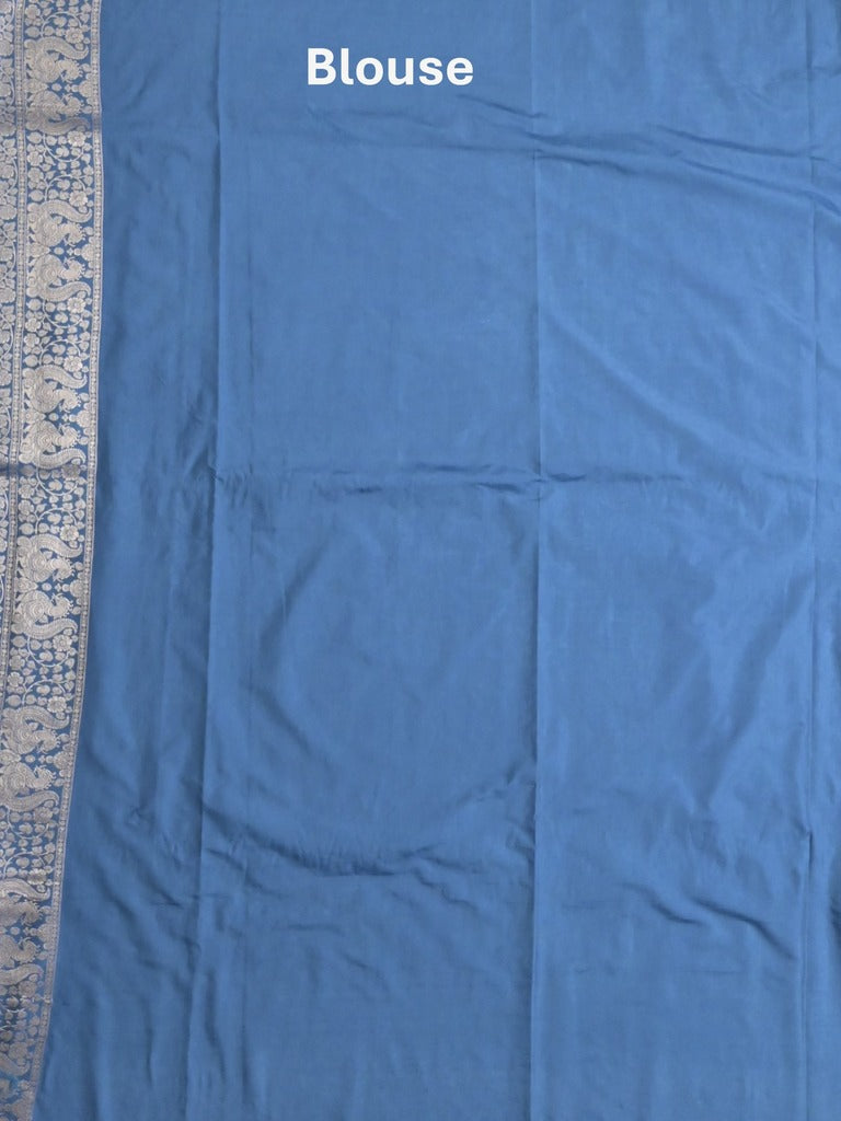 Banaras fancy saree royal blue color allover zari weaves & zari border with rich pallu and plain blouse