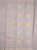 Kota fancy saree light grey color allover zari motifs & zari border with running pallu and plain self blouse