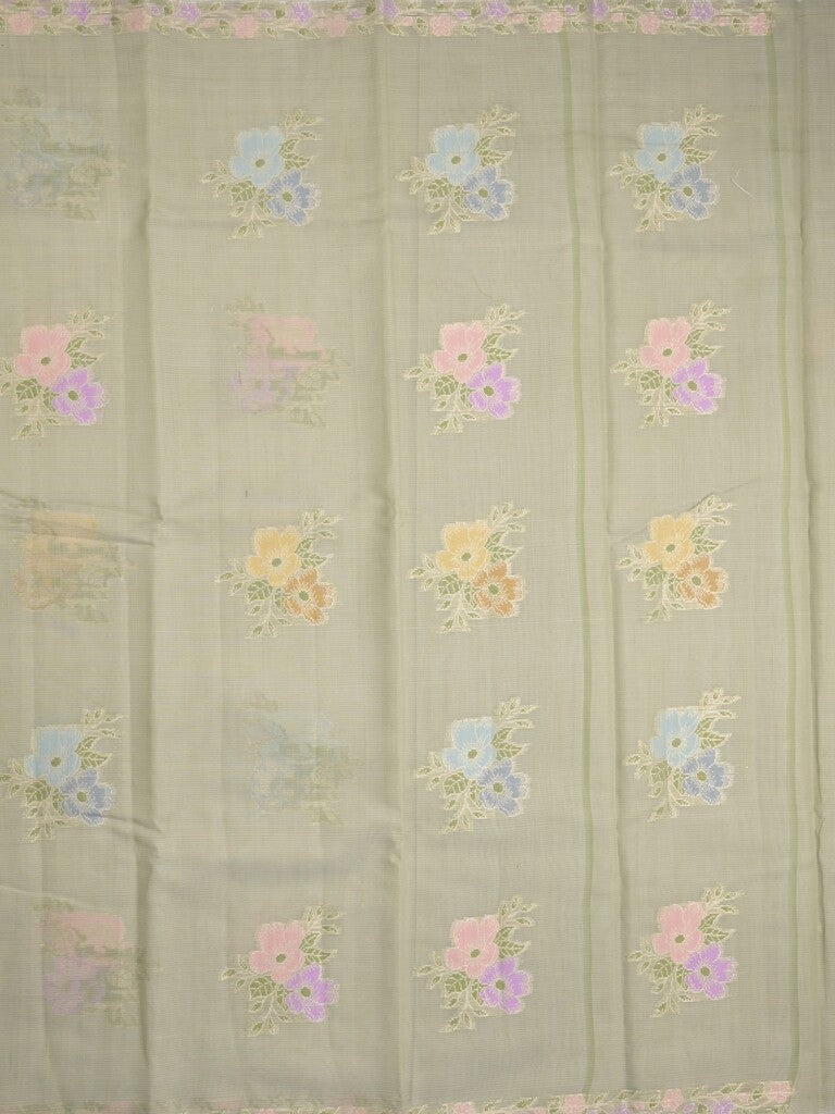 Kota fancy saree light snuff color allover zari motifs & zari border with running pallu and plain self blouse