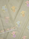 Kota fancy saree light snuff color allover zari motifs & zari border with running pallu and plain self blouse