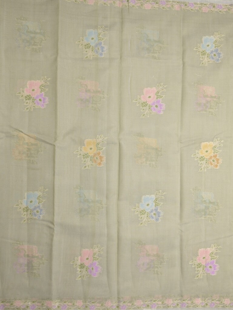 Kota fancy saree light snuff color allover zari motifs & zari border with running pallu and plain self blouse