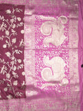 Banaras fancy saree dark maroon color allover zari weaves & zari border with rich pallu and plain blouse