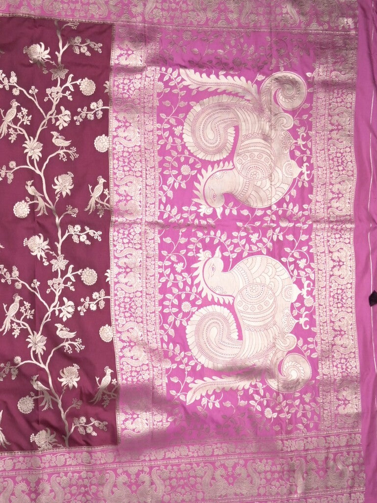 Banaras fancy saree dark maroon color allover zari weaves & zari border with rich pallu and plain blouse
