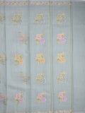 Kota fancy saree pastel blue color allover zari motifs & zari border with running pallu and plain self blouse