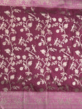 Banaras fancy saree dark maroon color allover zari weaves & zari border with rich pallu and plain blouse