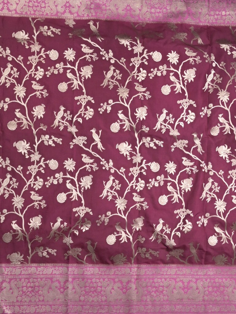 Banaras fancy saree dark maroon color allover zari weaves & zari border with rich pallu and plain blouse