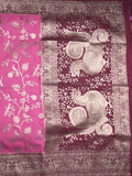 Banaras fancy saree pink color allover zari weaves & zari border with rich pallu and plain blouse