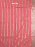 Banaras pattu saree in pink color allover zari weaves & zari border with rich pallu and striped blouse