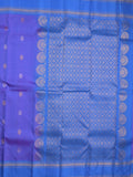 Kanchi pattu saree in blue color allover zari motifs & zari border with rich pallu and plain blouse
