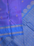 Kanchi pattu saree in blue color allover zari motifs & zari border with rich pallu and plain blouse