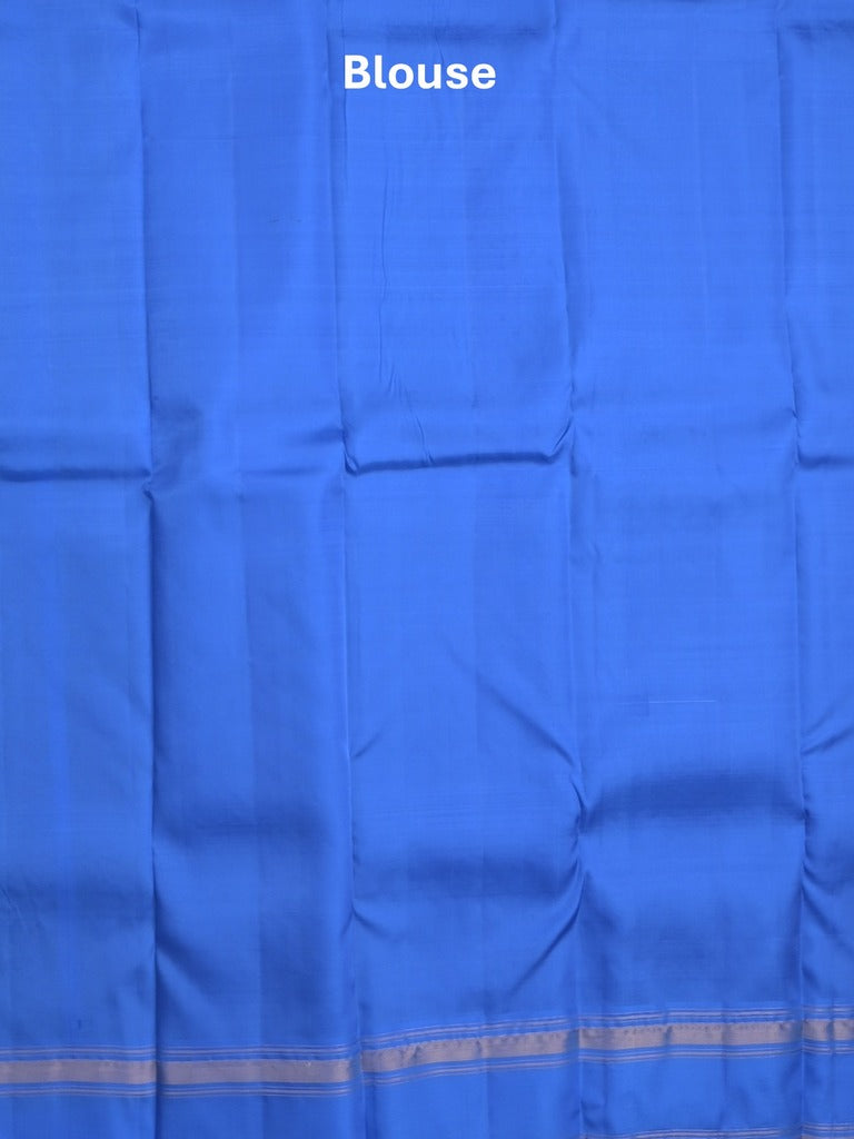 Kanchi pattu saree in blue color allover zari motifs & zari border with rich pallu and plain blouse