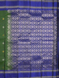 Kanchi pattu saree in bottle green color allover zari motifs & zari border with rich pallu and plain blouse