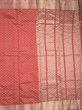 Dupion fancy saree red color allover zari motifs & zari border with zari pallu and running blouse