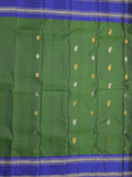 Kanchi pattu saree in bottle green color allover zari motifs & zari border with rich pallu and plain blouse