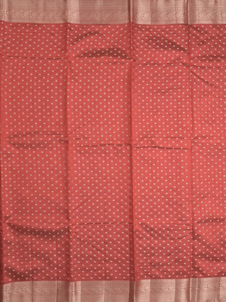 Dupion fancy saree red color allover zari motifs & zari border with zari pallu and running blouse