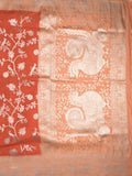 Banaras fancy saree orange color allover zari weaves & zari border with rich pallu and plain blouse