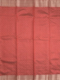 Dupion fancy saree red color allover zari motifs & zari border with zari pallu and running blouse