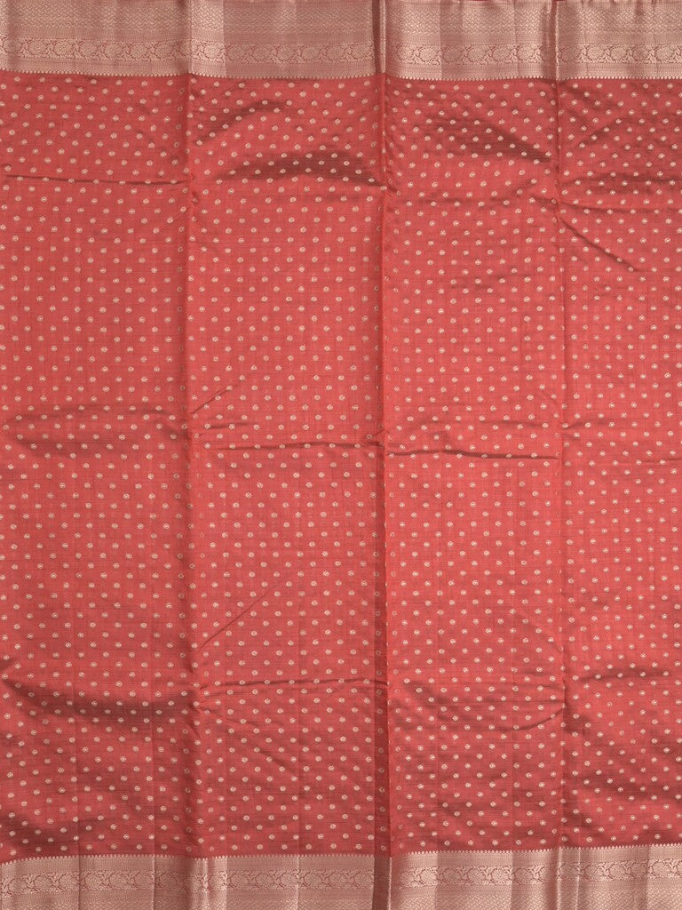 Dupion fancy saree red color allover zari motifs & zari border with zari pallu and running blouse