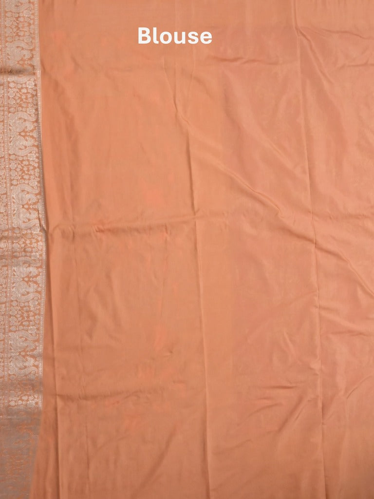 Banaras fancy saree orange color allover zari weaves & zari border with rich pallu and plain blouse