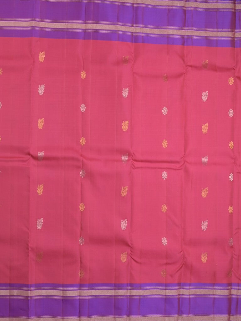 Kanchi pattu saree in pink color allover zari motifs & zari border with rich pallu and plain blouse