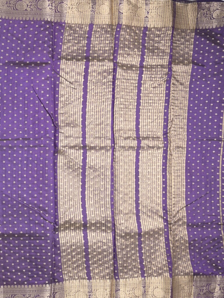 Dupion fancy saree violet color allover zari motifs & zari border with zari pallu and running blouse
