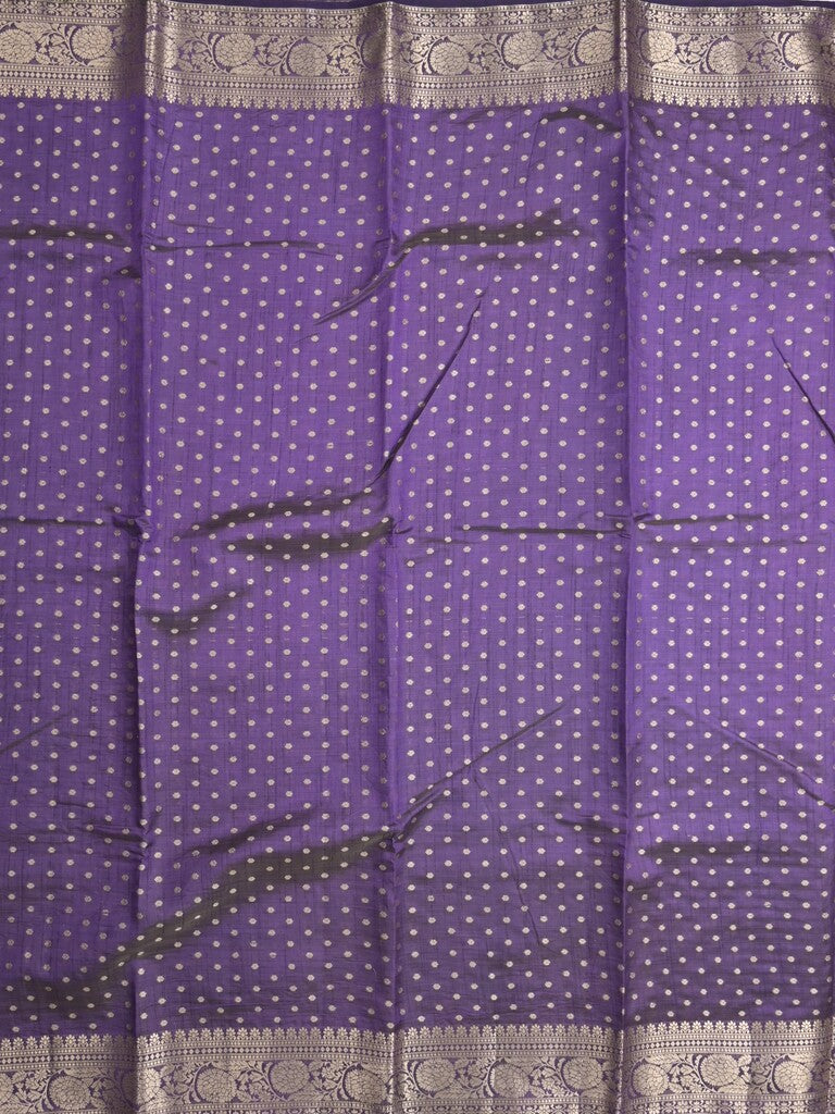 Dupion fancy saree violet color allover zari motifs & zari border with zari pallu and running blouse
