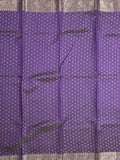Dupion fancy saree violet color allover zari motifs & zari border with zari pallu and running blouse