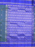 Kanchi pattu saree in peacock blue color allover zari motifs & zari border with rich pallu and plain blouse