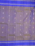 Kanchi pattu saree in bluish brown color allover zari motifs & zari border with rich pallu and plain blouse