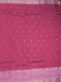 Maheshwari fancy saree pink color allover zari motifs & zari border with short zari pallu and contrast blouse