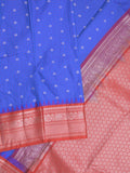 Gadwal pattu saree royal blue color allover zari motifs & kanchi border with rich pallu and contrast plain blouse