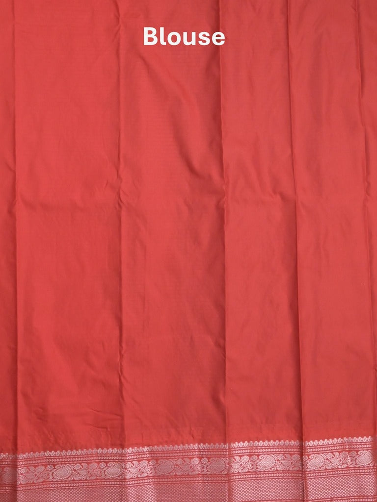 Gadwal pattu saree baby pink color allover zari motifs & kanchi border with rich pallu and contrast plain blouse