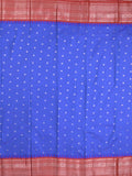 Gadwal pattu saree royal blue color allover zari motifs & kanchi border with rich pallu and contrast plain blouse